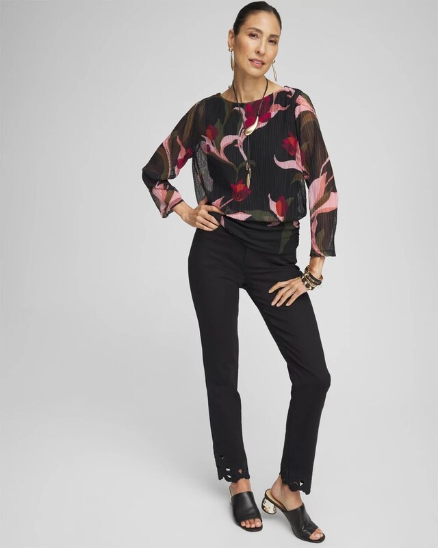 Textured Mesh Banded Hem Top - image 2